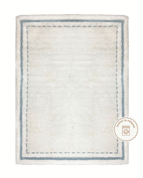 Tapete Lavável de Algodão Border Azul - 120 x 160