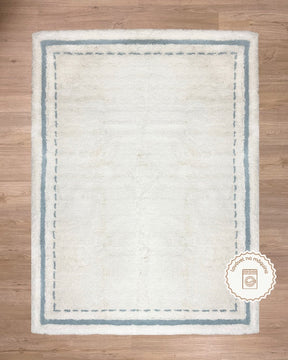 Tapete Lavável de Algodão Border Azul - 120 x 160