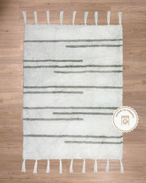 Tapete Lavável de Algodão Linhas com pompom