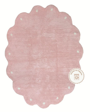 Tapete Lavável de Algodão Oval Doce Nuvem Rosa