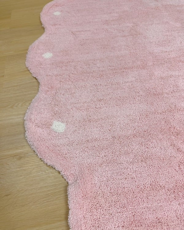 Tapete Lavável de Algodão Oval Doce Nuvem Rosa