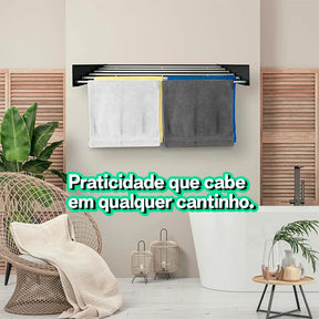 Varal Mágico Retrátil de 1 Metro com 6 Varetas | Design Compacto | Pague 2 e Leve 3