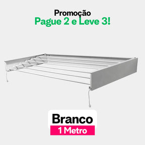 Varal Mágico Retrátil de 1 Metro com 6 Varetas | Design Compacto | Pague 2 e Leve 3