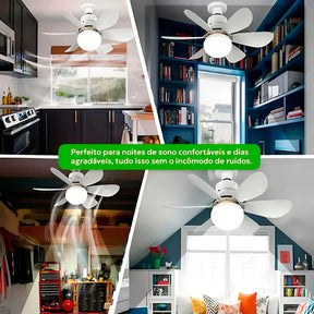 Kit com 2 Ventiladores De Teto Com Lâmpada Led E Controle Remoto