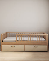 Cama Montessori Evolutiva - Saída Lateral + Gavetões Off White