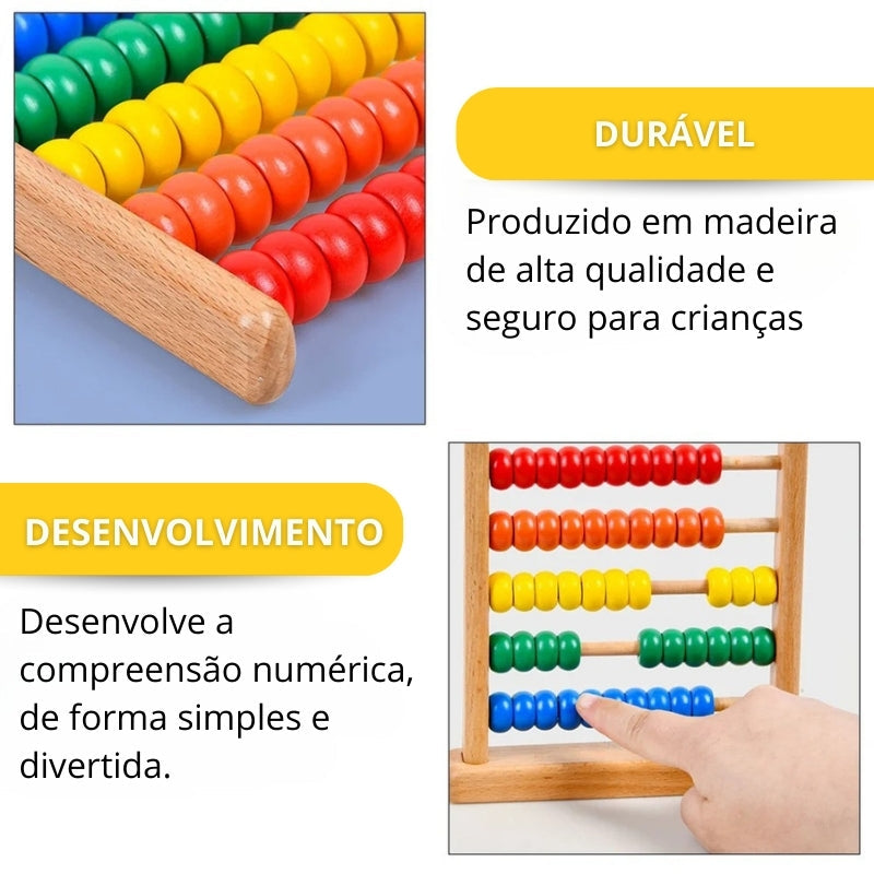 Ábaco Montessori Brinquedo Educativo de Madeira | Aprenda Brincando
