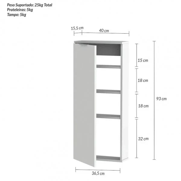 Armario Despensa Branco/Freijo Projemob