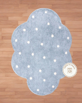 Tapete Lavável de Algodão Nuvem Dots Azul