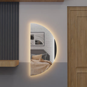 Espelho Meia Lua Corpo Inteiro E25 Com Led Luz Branca e Amarela Corpo Inteiro Sala Quarto Salão