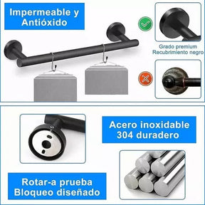 Kit Acessórios Banheiro Cabide Toalheiros Papeleira 11 Peças Cor Fosco Preto