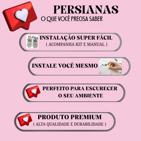 Cortina Blackout Persiana para Portas e Janelas de Quarto, Sala, Cozinha Escritório Varanda