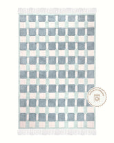 Tapete Lavável de Algodão Chess Azul