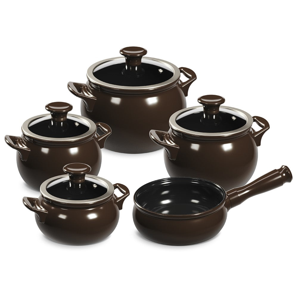 Jogo de Panelas de Cerâmica New Premier Joy 5 Peças Chocolate + Brinde Ceraflame