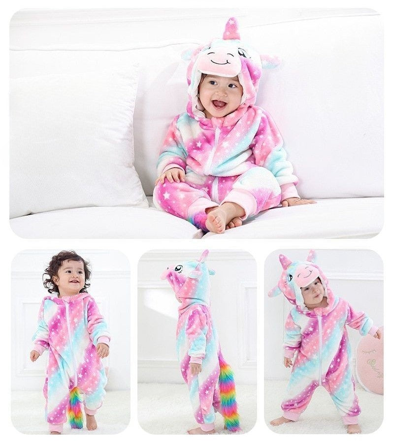 Macacão Inverno Bebê com Capuz Divertido Bichinhos