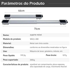 Suporte com Rodas e Travas para Móveis e Eletrodomestico Pesados - MaxiMove Pro