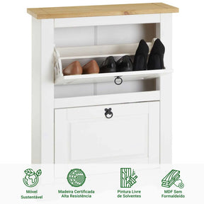 Sapateira Madeira 2 Portas Basculantes 10 Pares Rústico