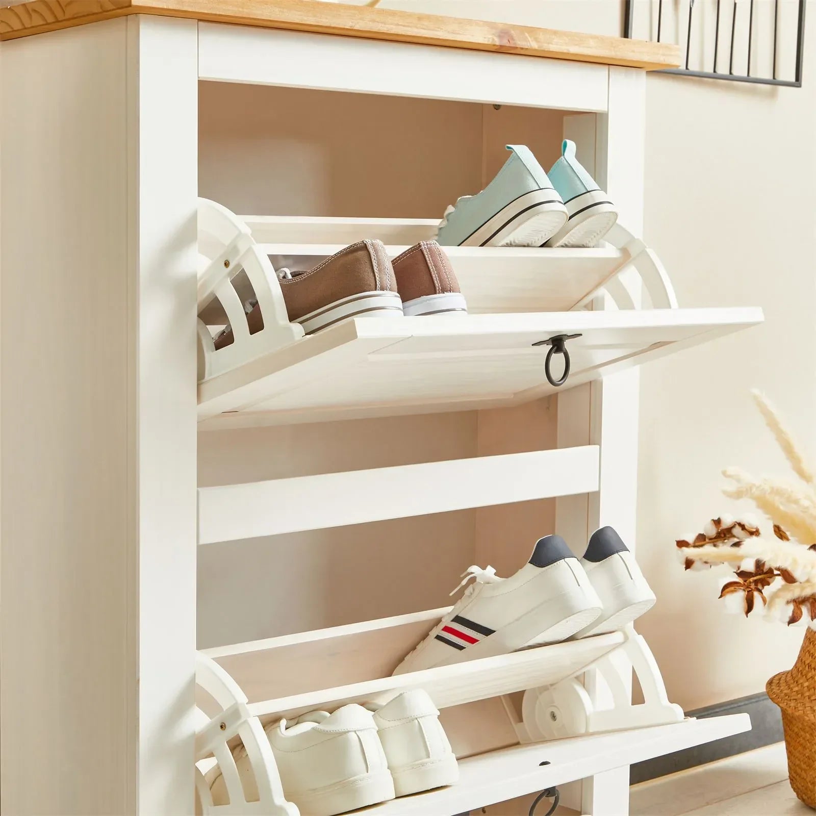 Sapateira Madeira 2 Portas Basculantes 10 Pares Rústico