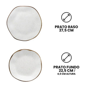 Aparelho de Janta Ryo Maresia Bordas Douradas 10 Peças