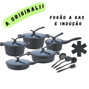 Conjunto de Panelas Revestido em Cerâmica Aluminio Antiaderente Frigideira Caçarola