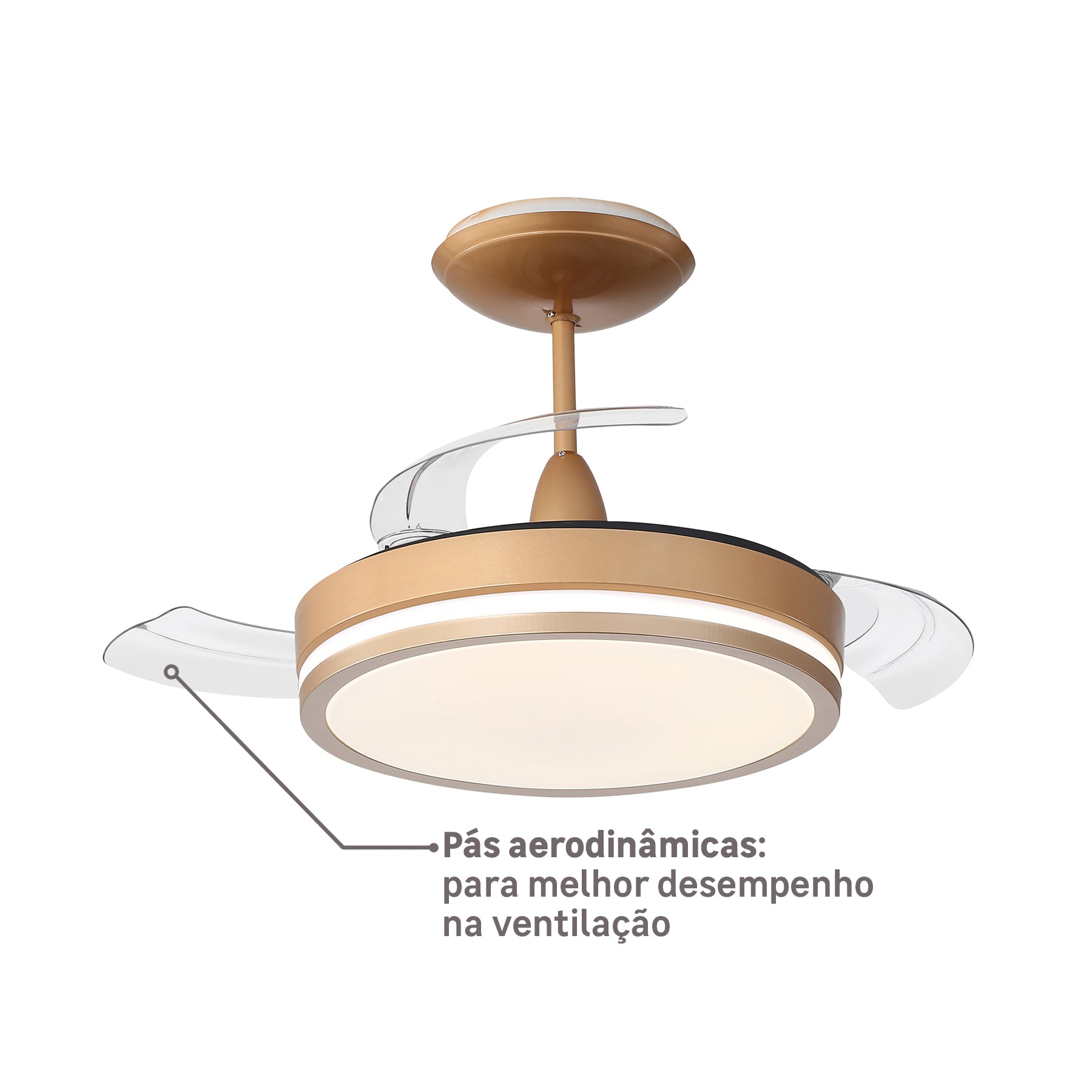 Ventilador de Teto com Controle Remoto Retrátil 3 Pás Bivolt Aliseu